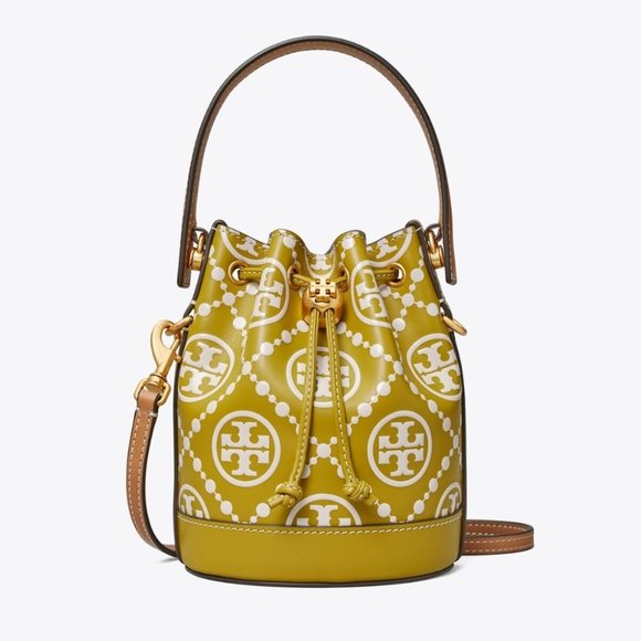 🔥NeW! Tory Burch T Monogram Embossed Contrast Mini Bucket Bag - Picture 3 of 17